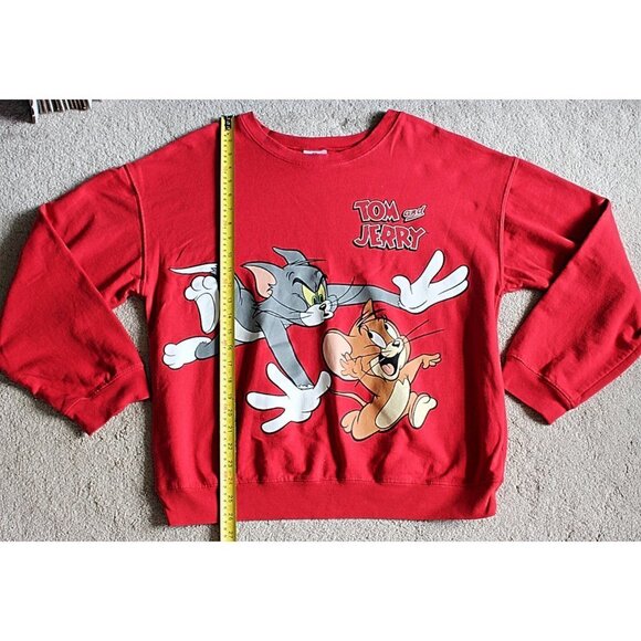 Tom and Jerry Cartoon Sweatshirt, Cotton Blend - Red - XL - Picture 5 of 8